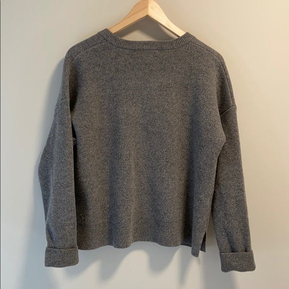 Madewell Grey Lace Up Sweater Merino Wool - Picture 8 of 11